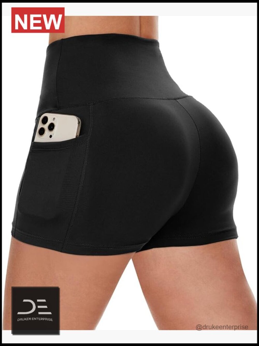 High Waisted Biker Shorts with Pockets - 3/5/8 Inch Tummy Control Workout Yoga